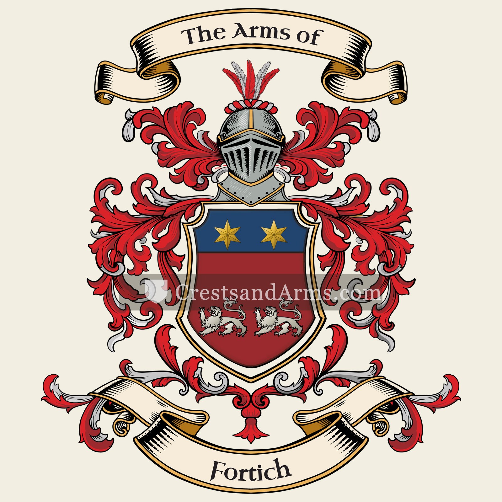 The Fortich coat of arms, drawn from the recorded blazon