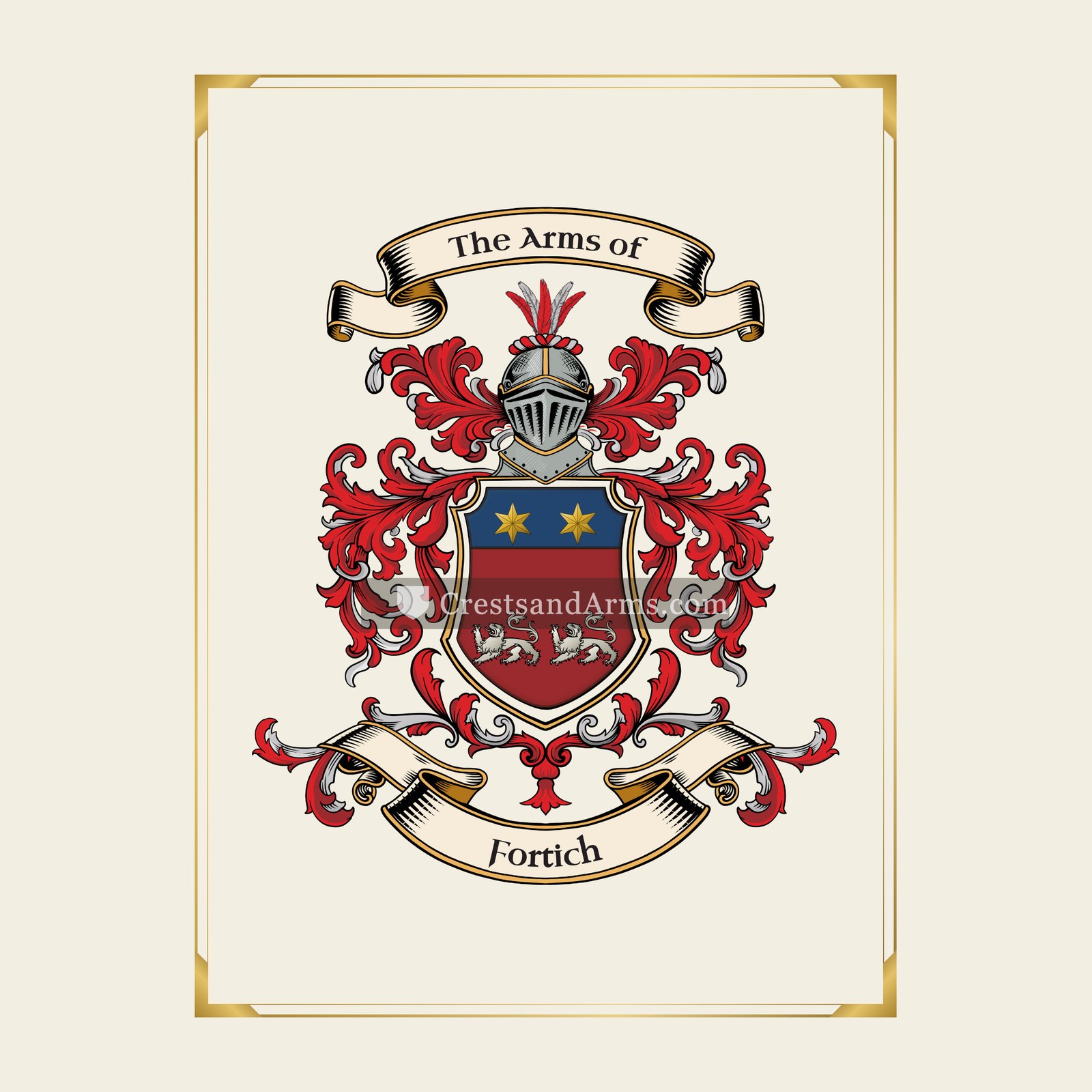 With gold border