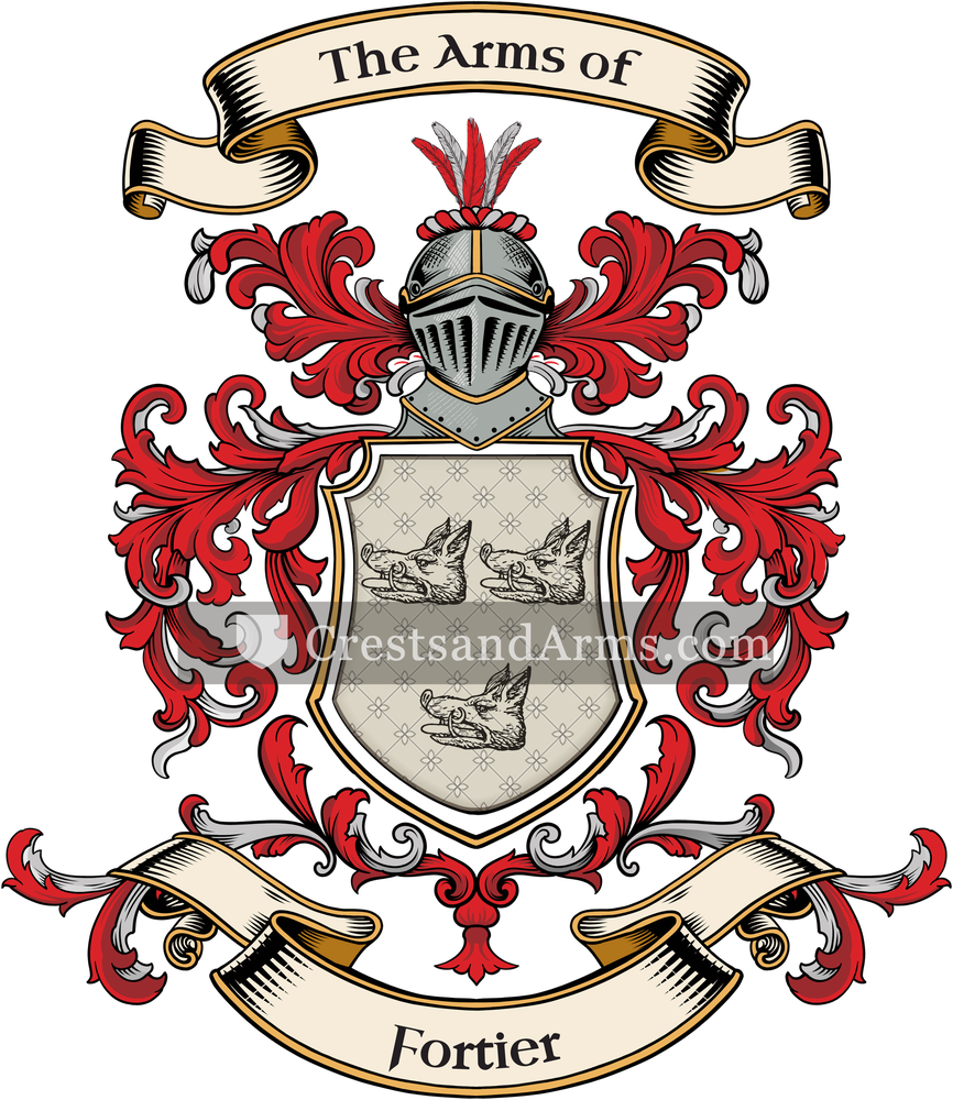 The Fortier coat of arms, drawn from the recorded blazon