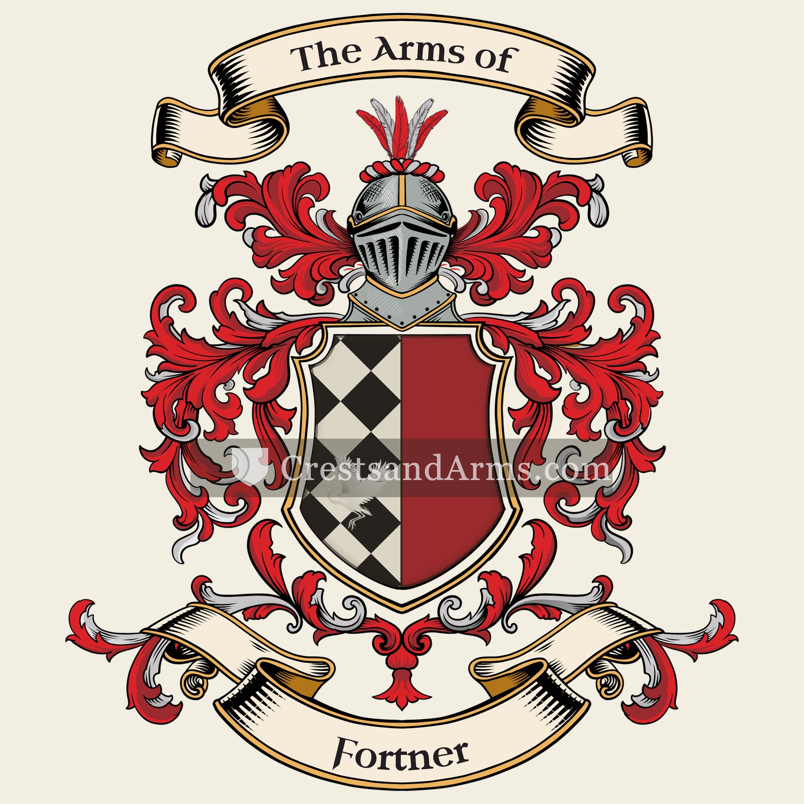 The Fortner coat of arms, drawn from the recorded blazon