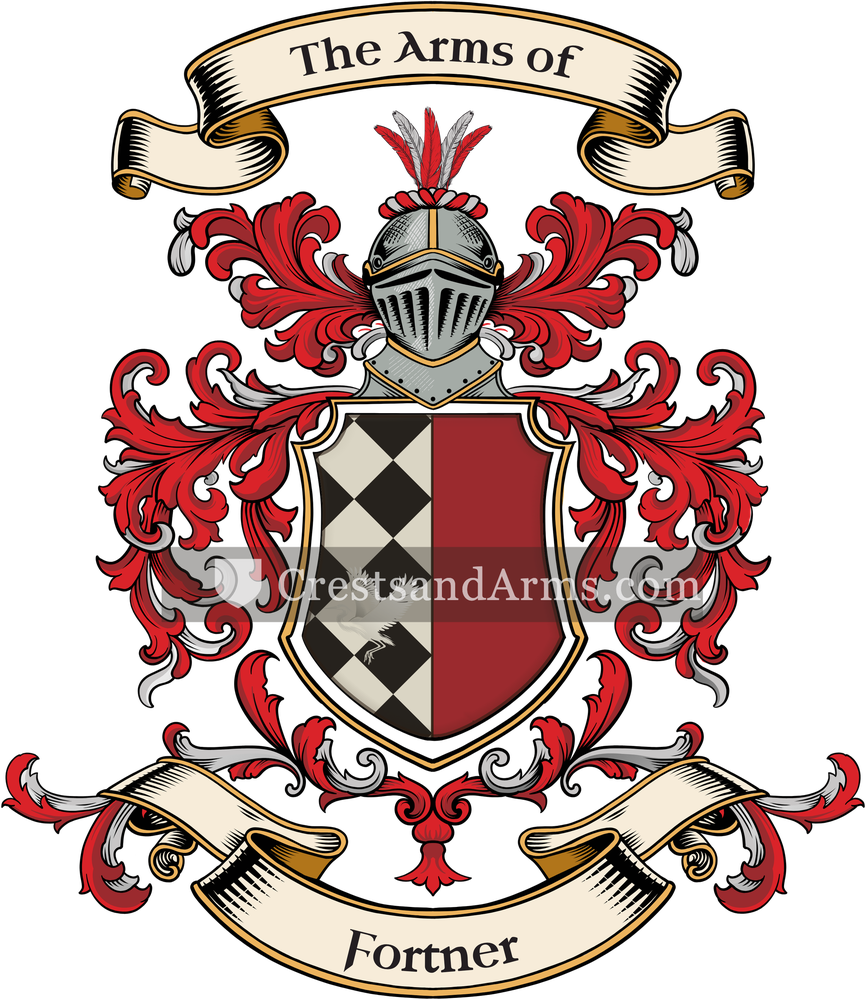 The Fortner coat of arms, drawn from the recorded blazon