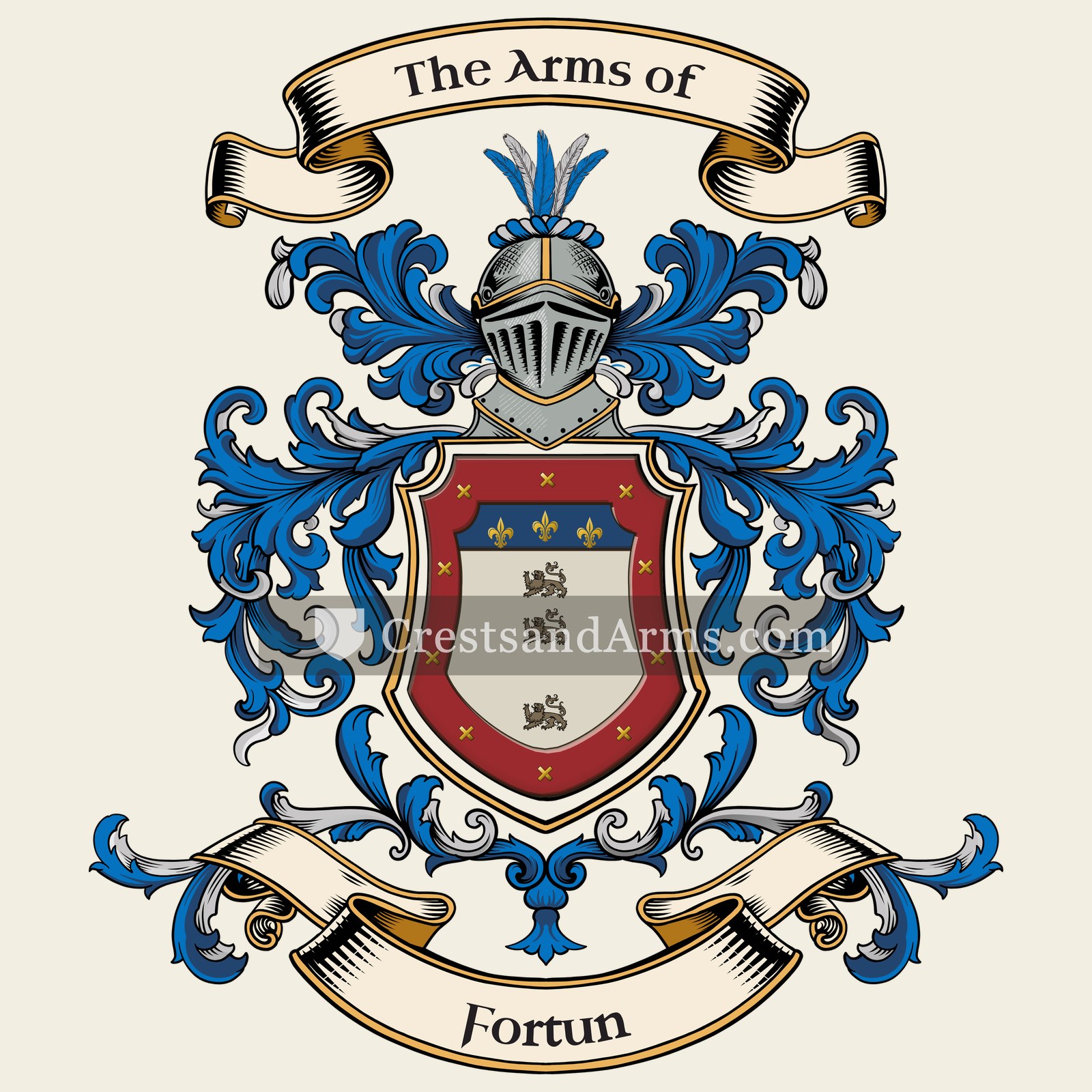 The Fortun coat of arms, drawn from the recorded blazon