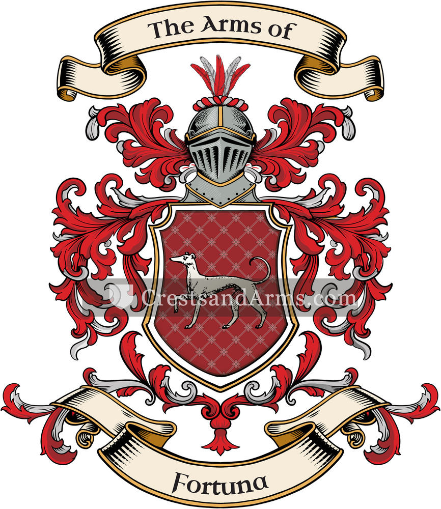The Fortuna coat of arms, drawn from the recorded blazon
