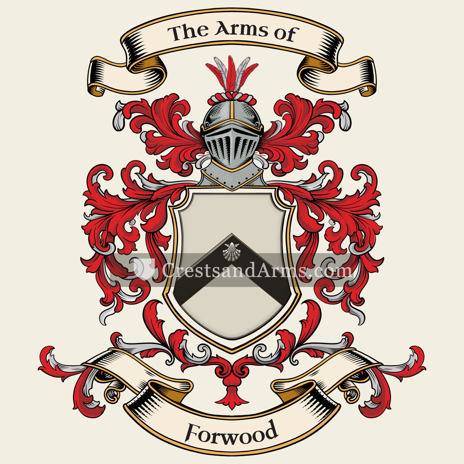 The Forwood coat of arms, drawn from the recorded blazon