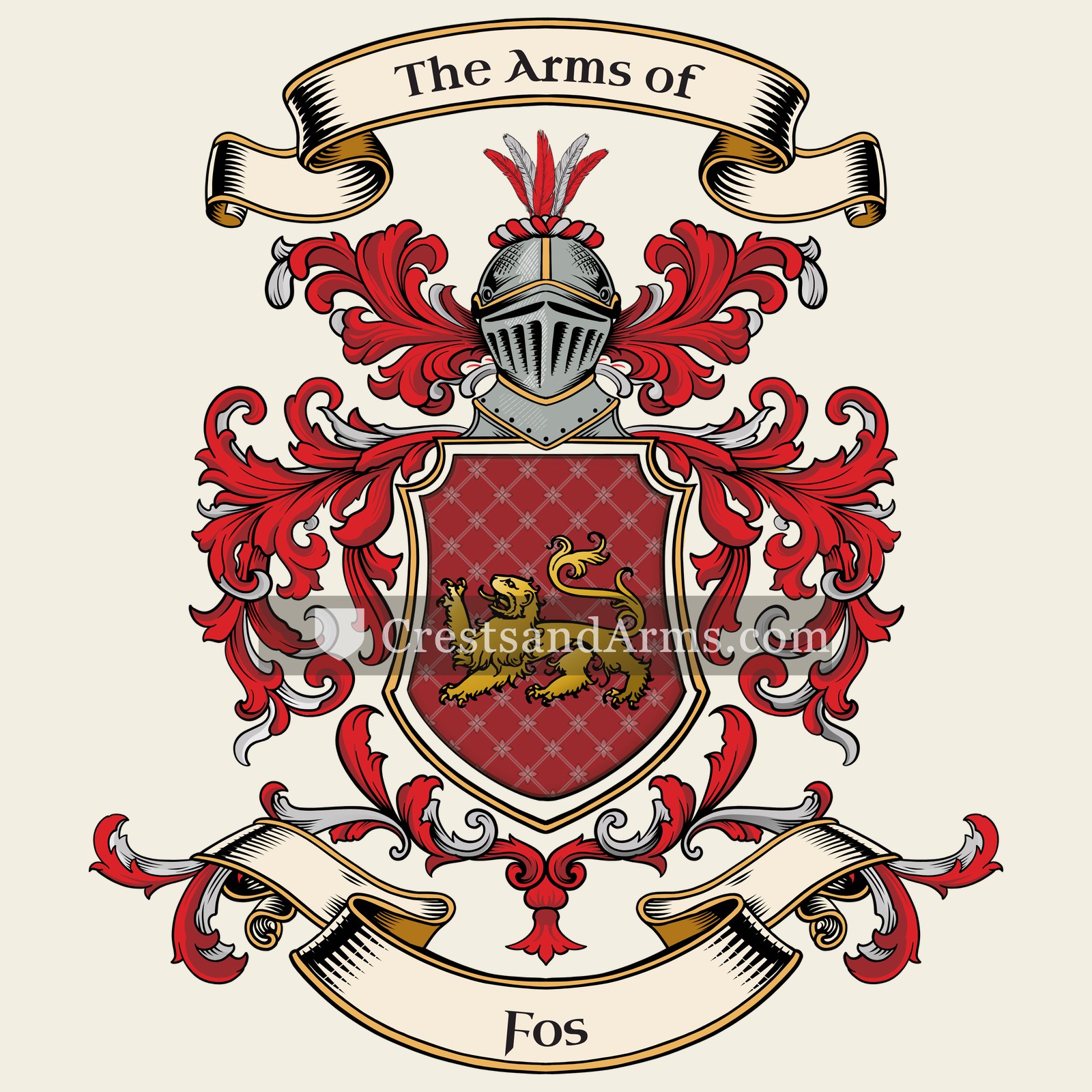The Fos coat of arms, drawn from the recorded blazon