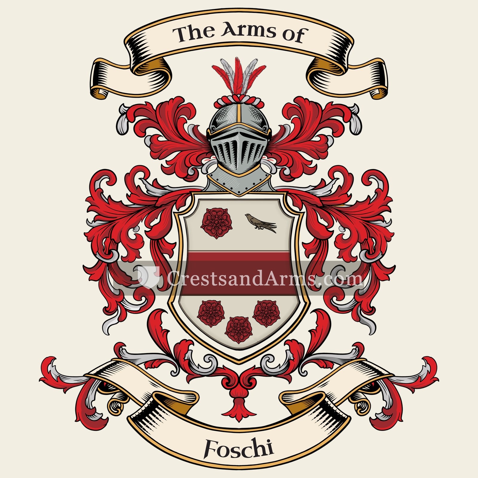 The Foschi coat of arms, drawn from the recorded blazon