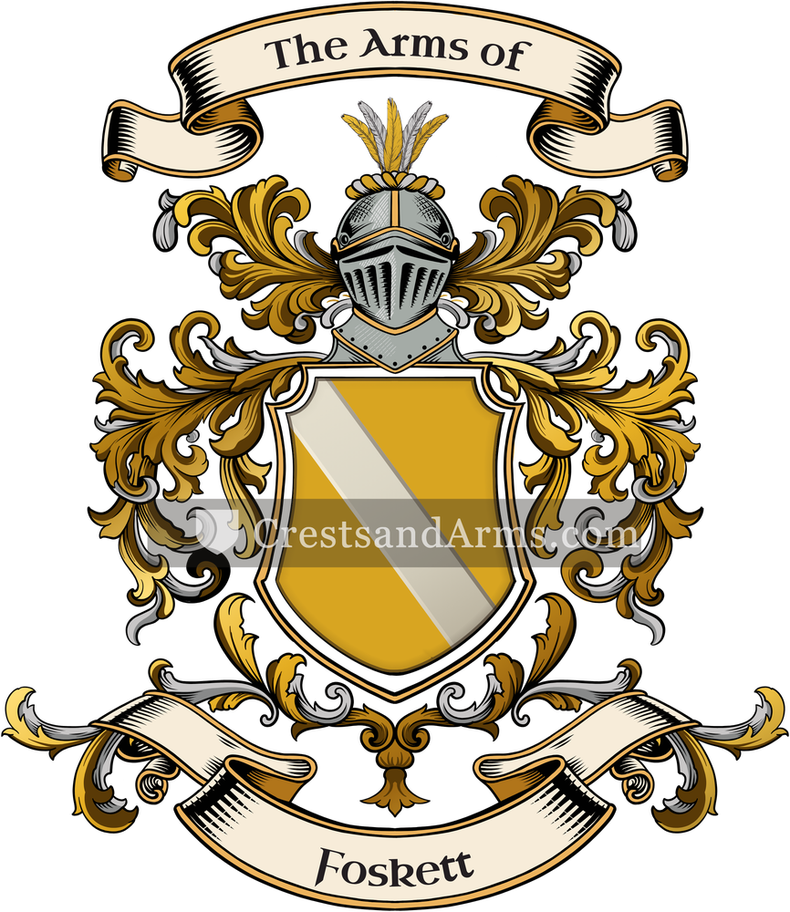 The Foskett coat of arms, drawn from the recorded blazon