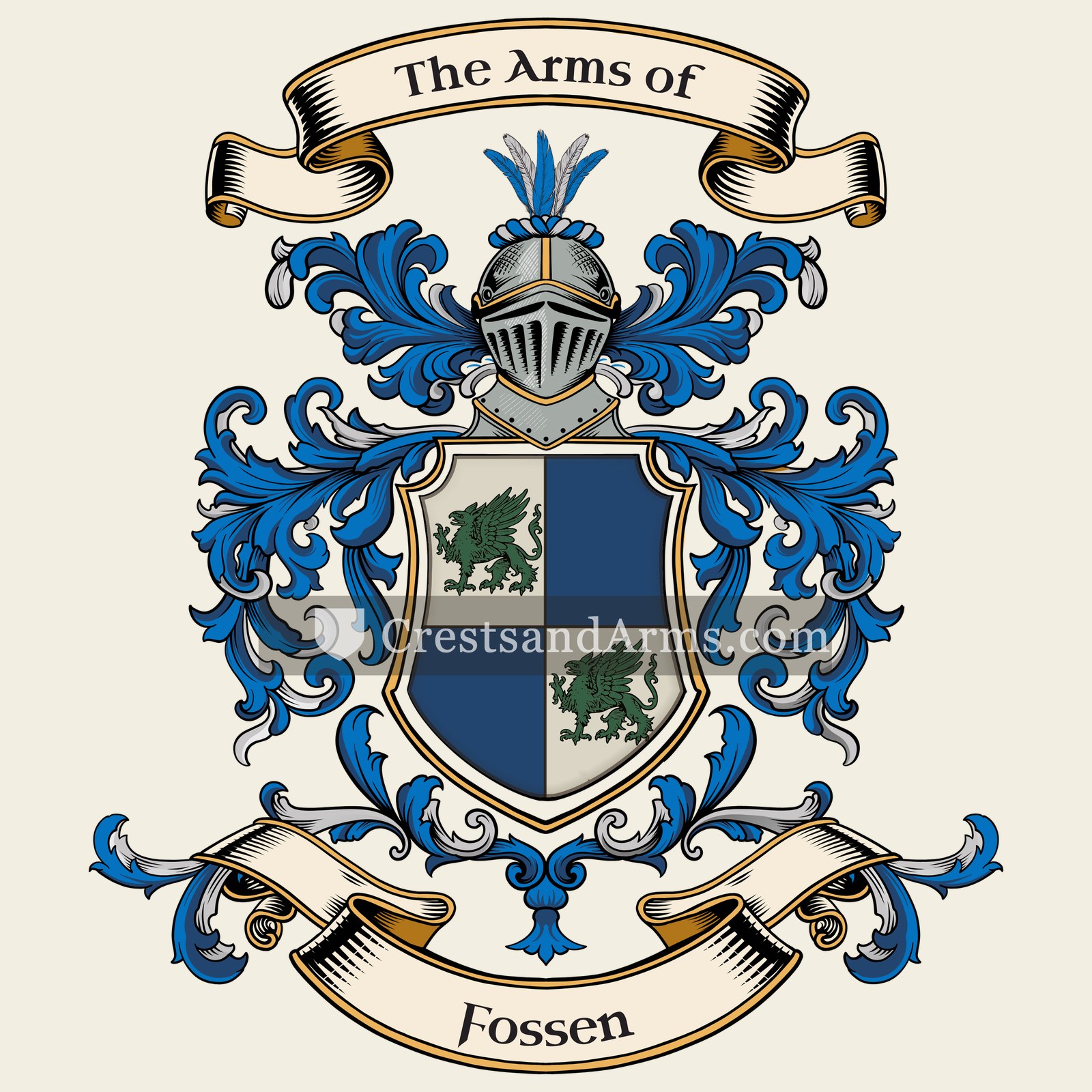 The Fossen coat of arms, drawn from the recorded blazon