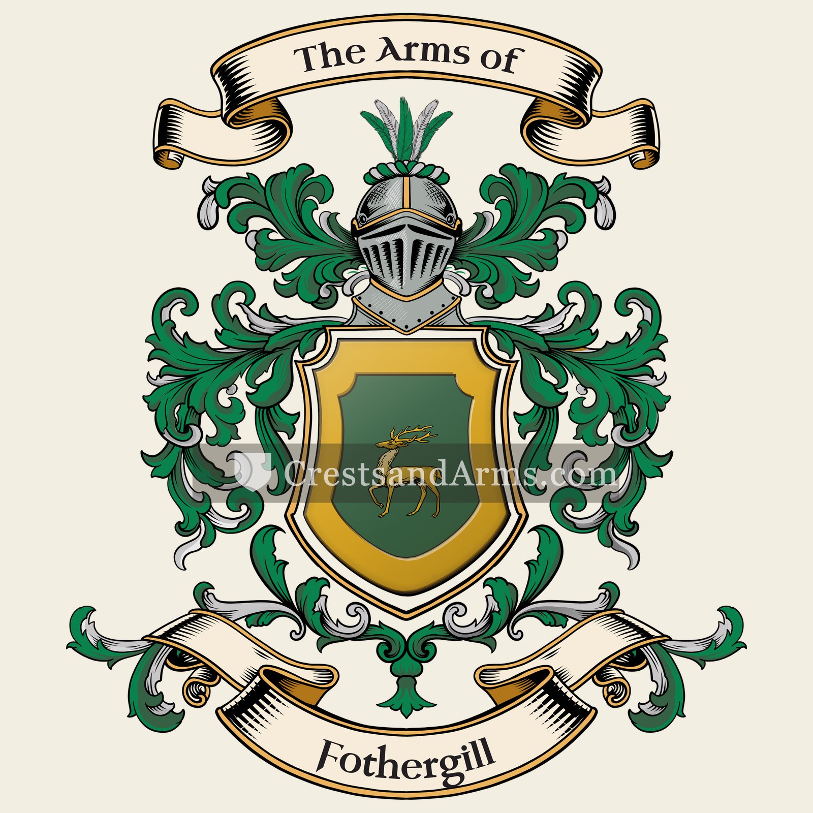 The Fothergill coat of arms, drawn from the recorded blazon