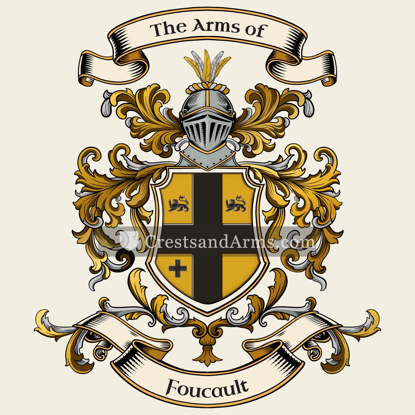 The Foucault coat of arms, drawn from the recorded blazon