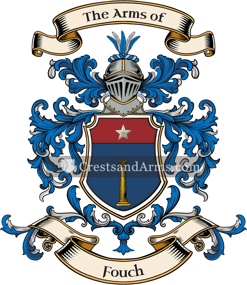 The Fouch coat of arms, drawn from the recorded blazon