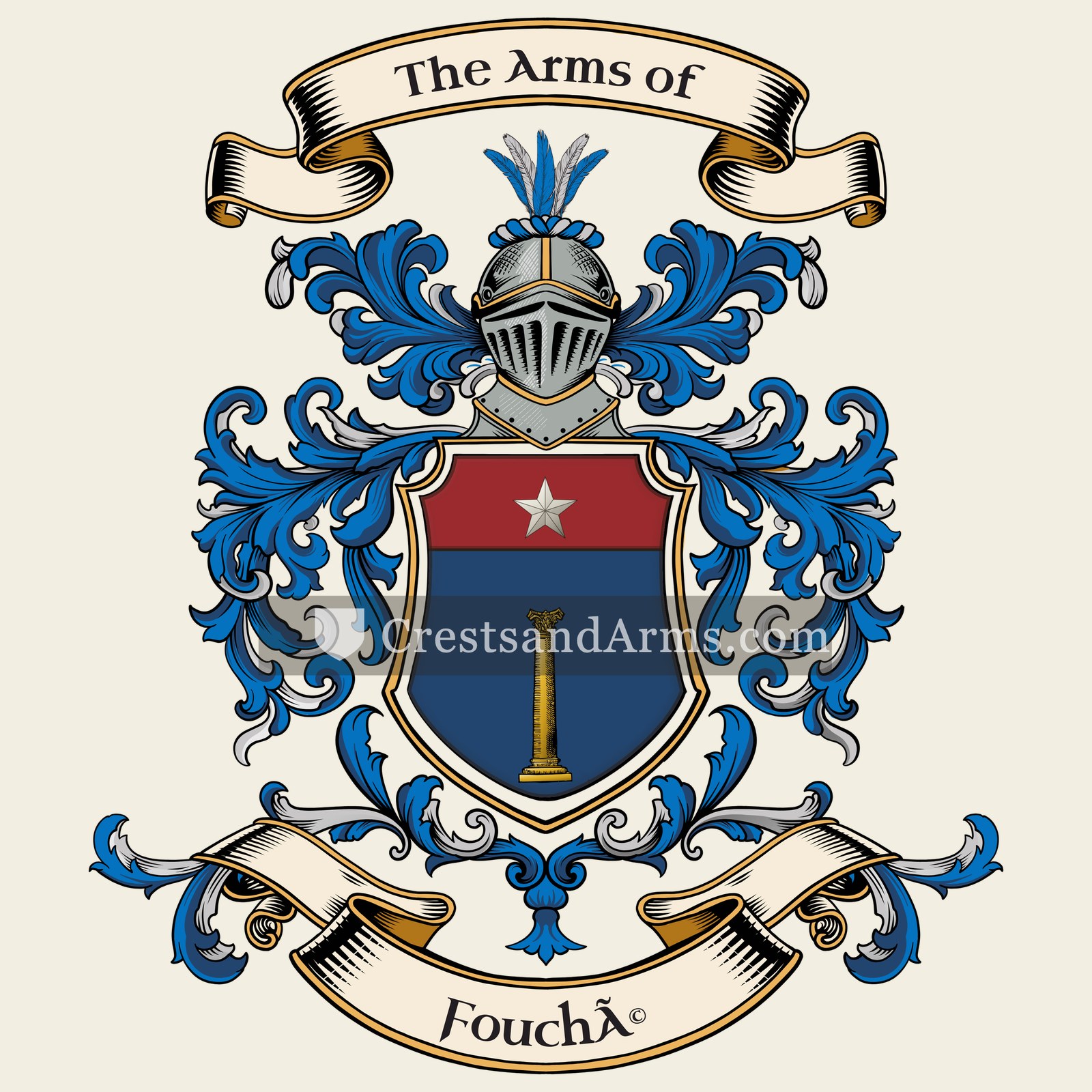 The Fouché coat of arms, drawn from the recorded blazon