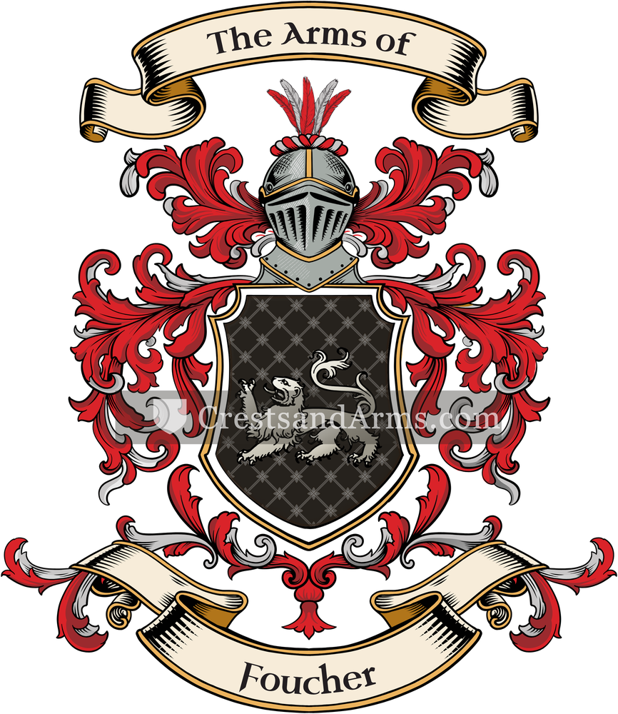 The Foucher coat of arms, drawn from the recorded blazon