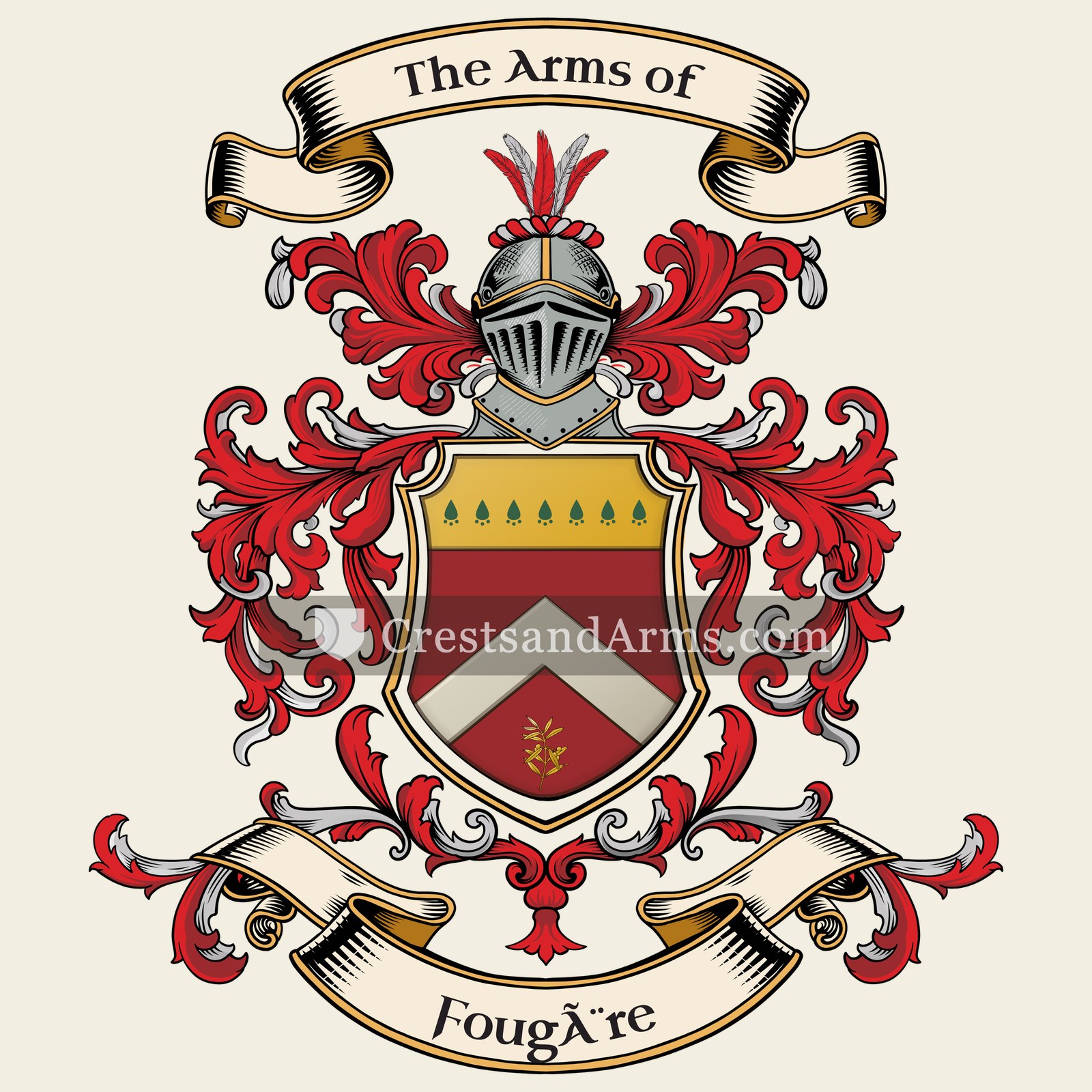 The Fougère coat of arms, drawn from the recorded blazon