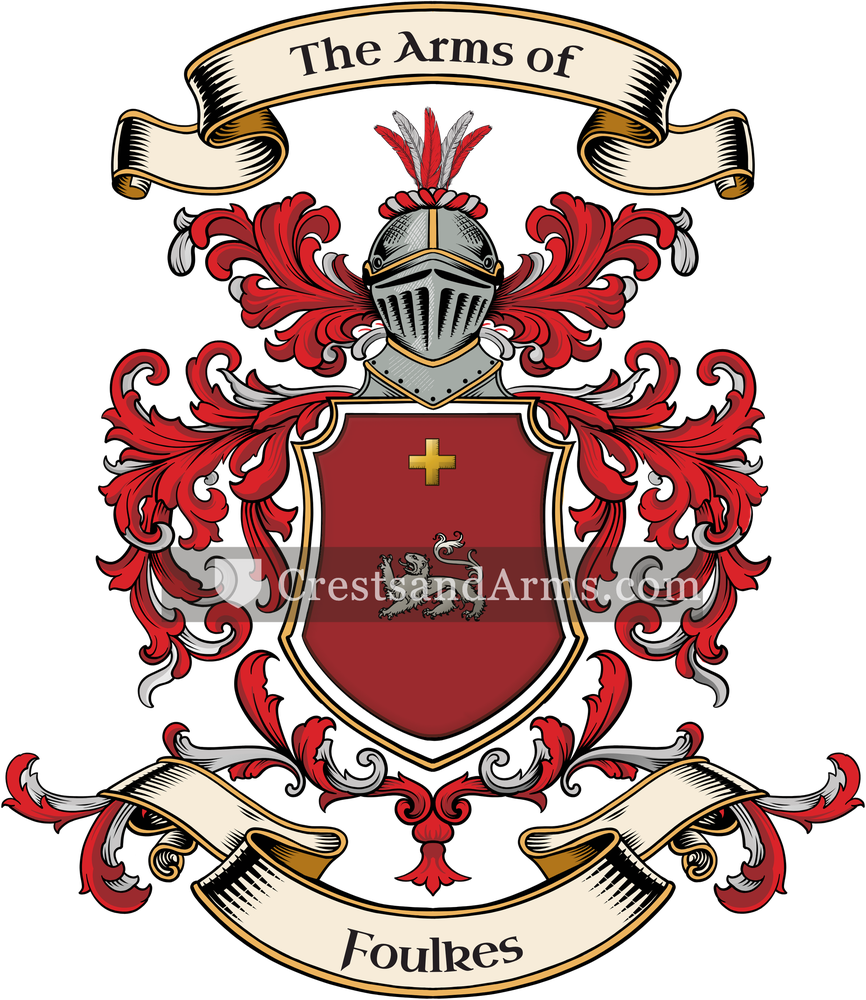 The Foulkes coat of arms, drawn from the recorded blazon