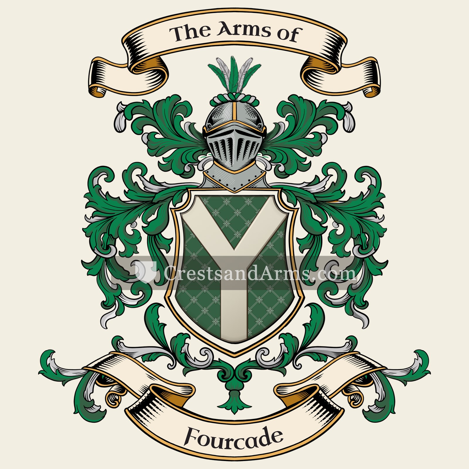 The Fourcade coat of arms, drawn from the recorded blazon