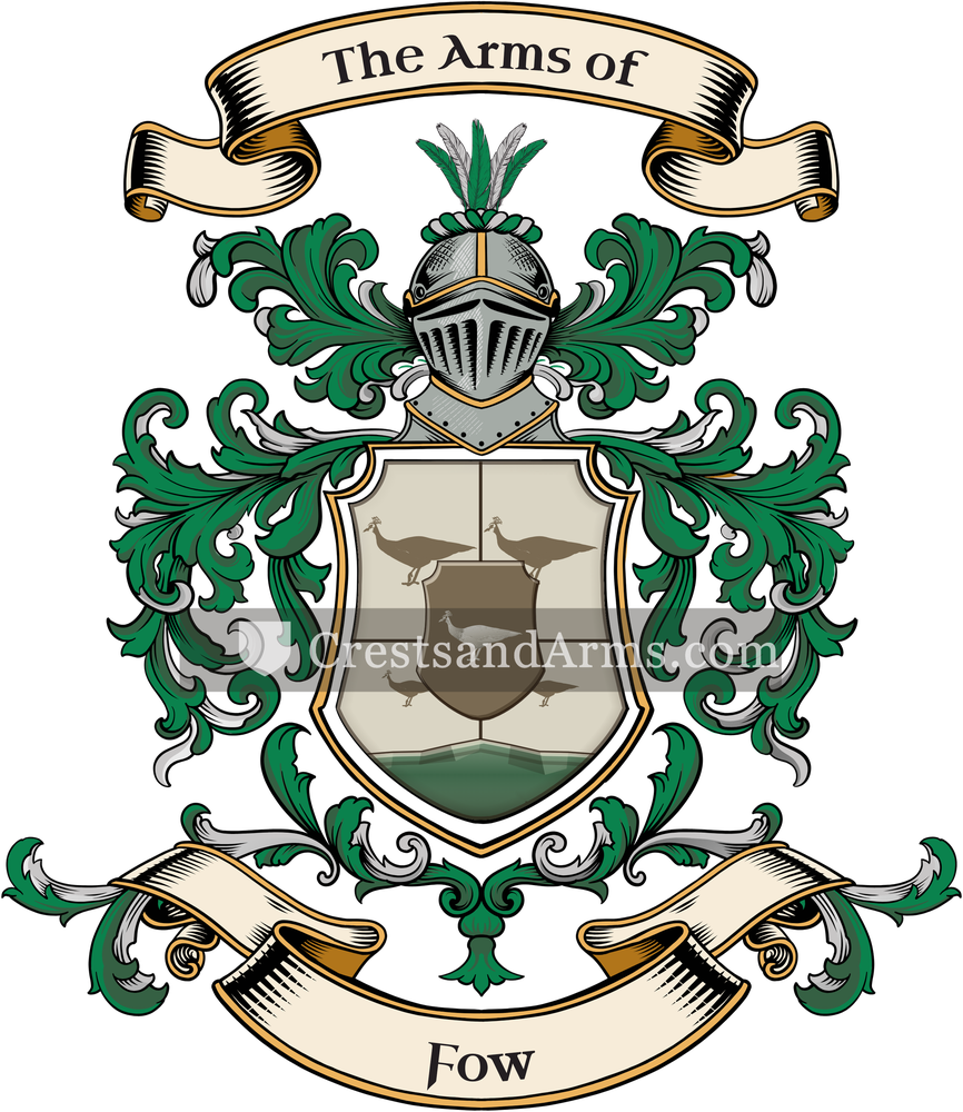 The Fow coat of arms, drawn from the recorded blazon