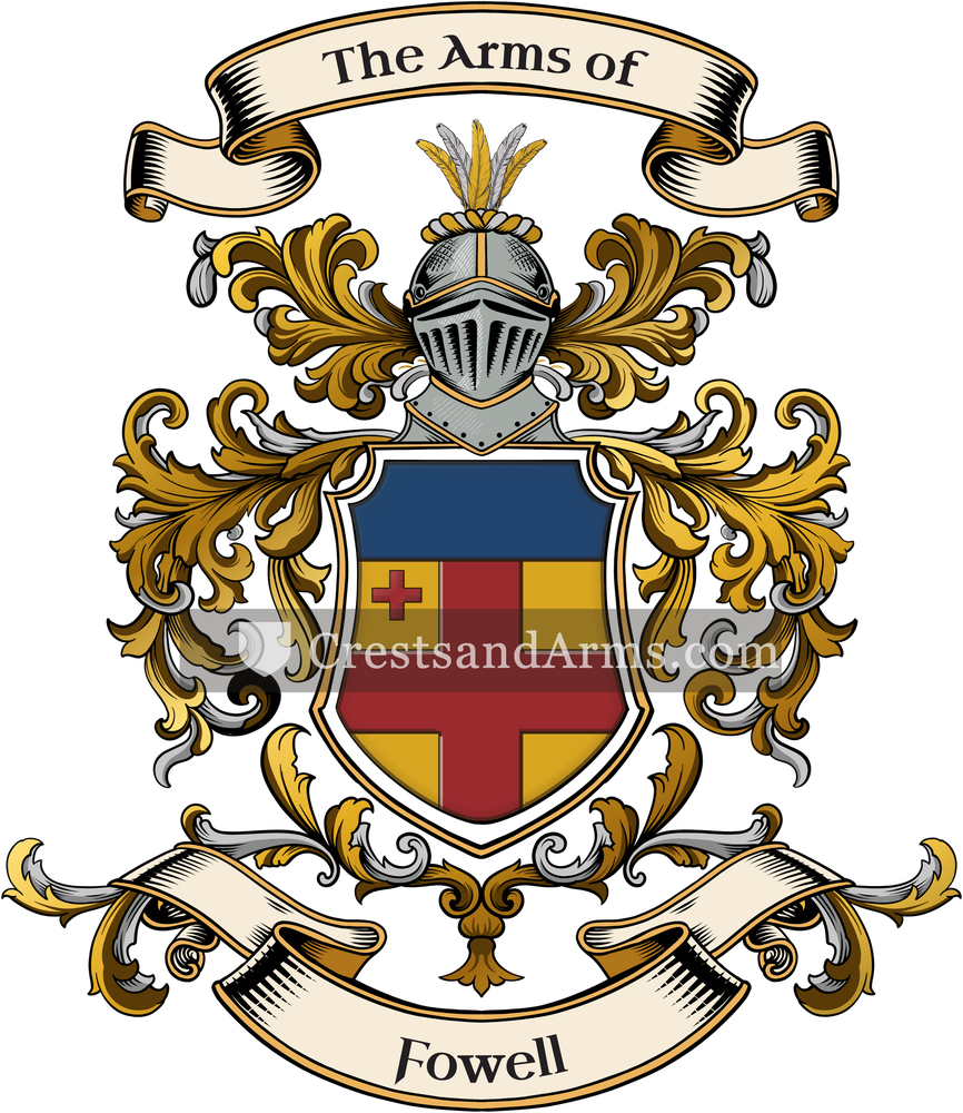 The Fowell coat of arms, drawn from the recorded blazon