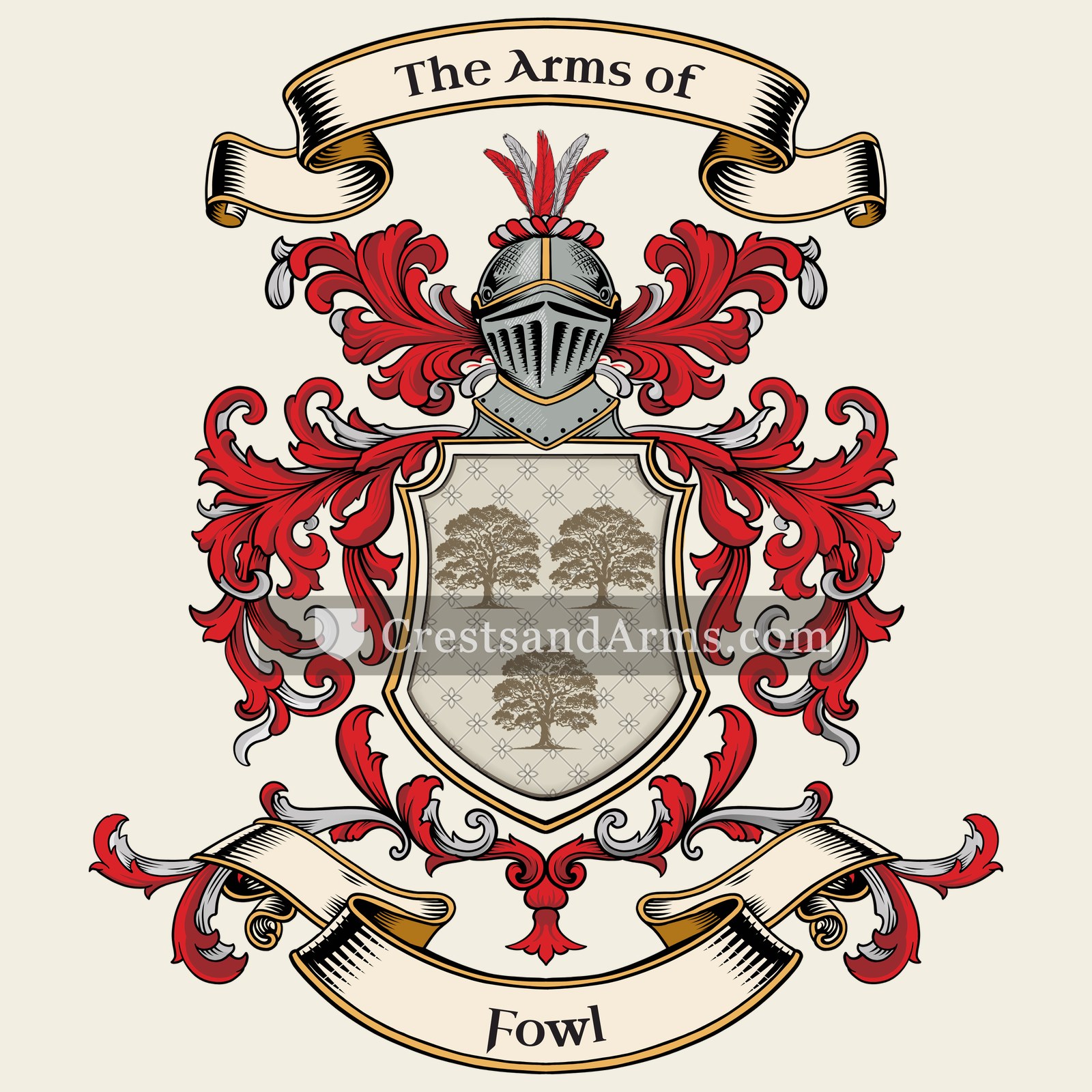 The Fowl coat of arms, drawn from the recorded blazon