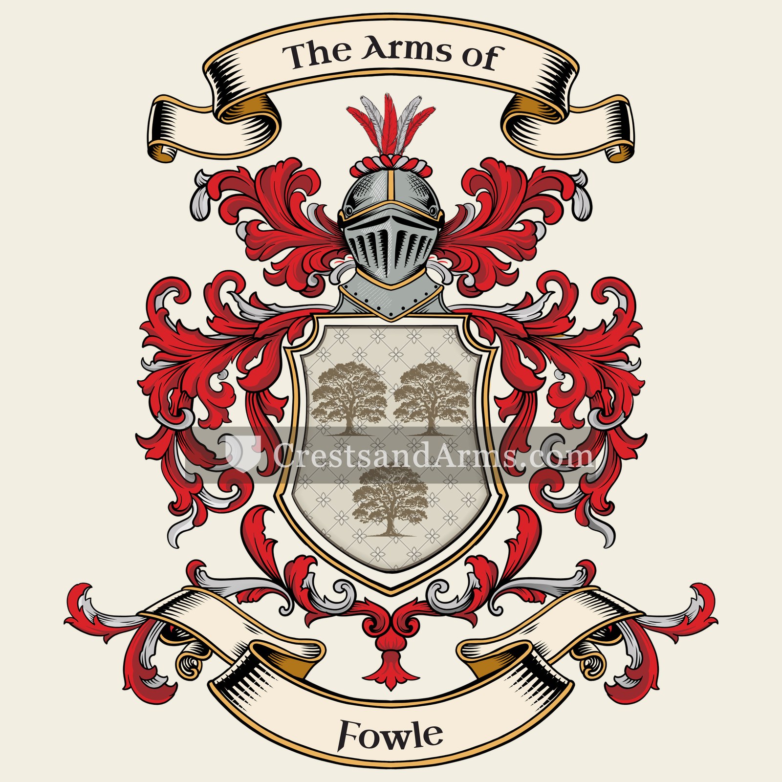 The Fowle coat of arms, drawn from the recorded blazon