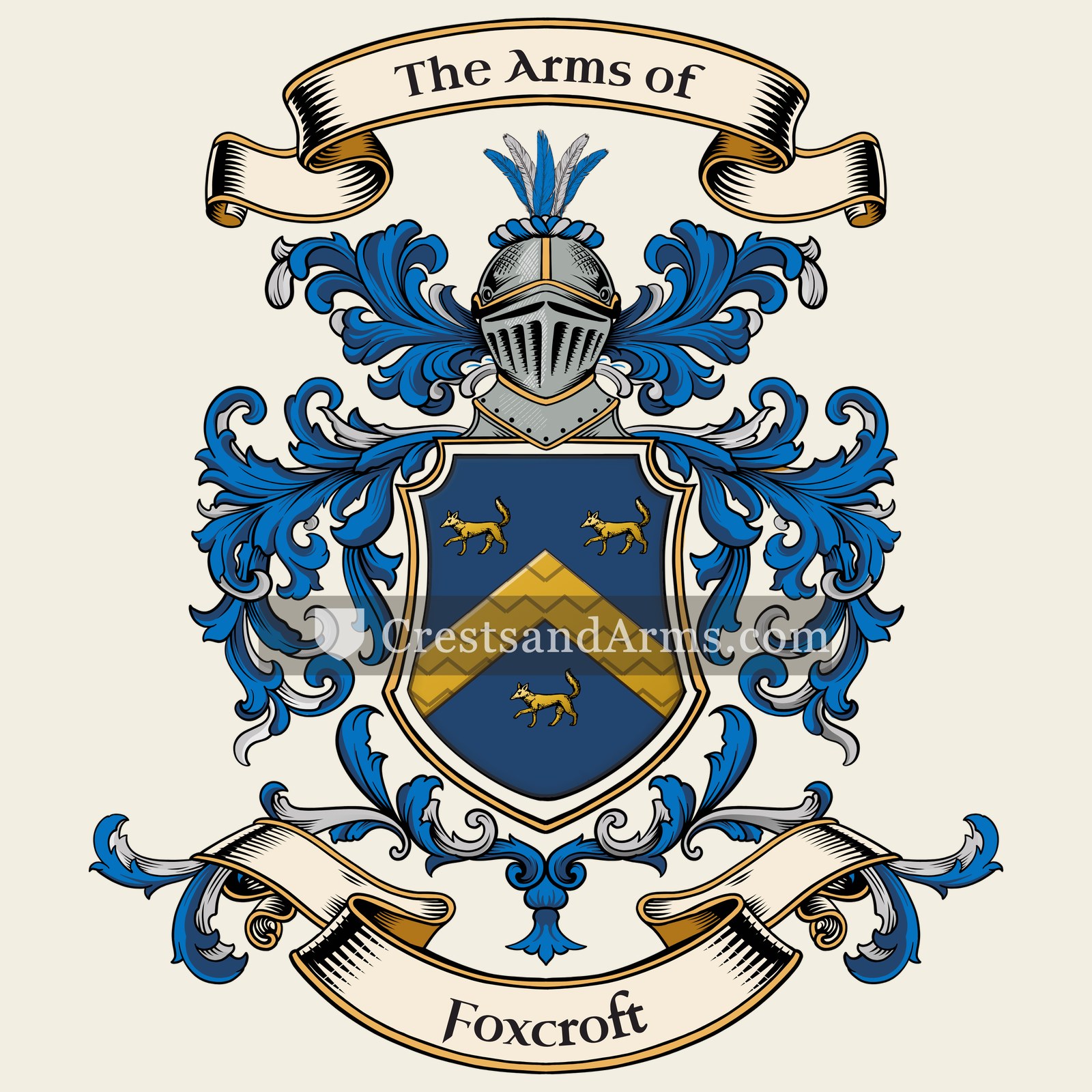The Foxcroft coat of arms, drawn from the recorded blazon