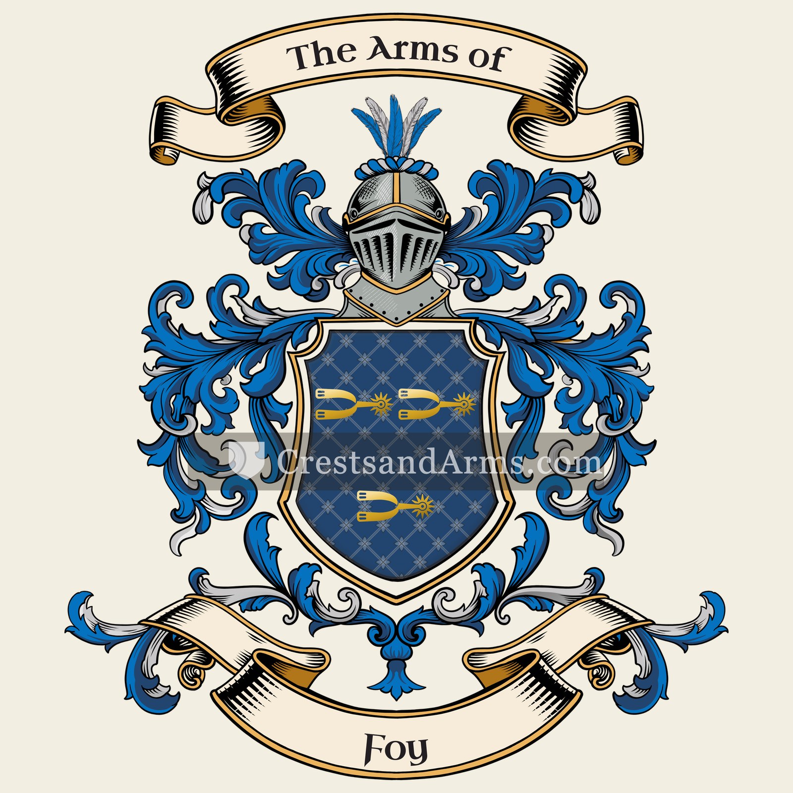 The Foy coat of arms, drawn from the recorded blazon