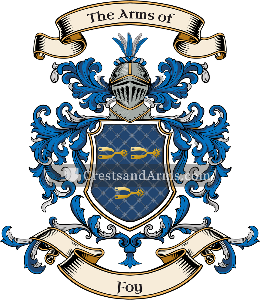 The Foy coat of arms, drawn from the recorded blazon