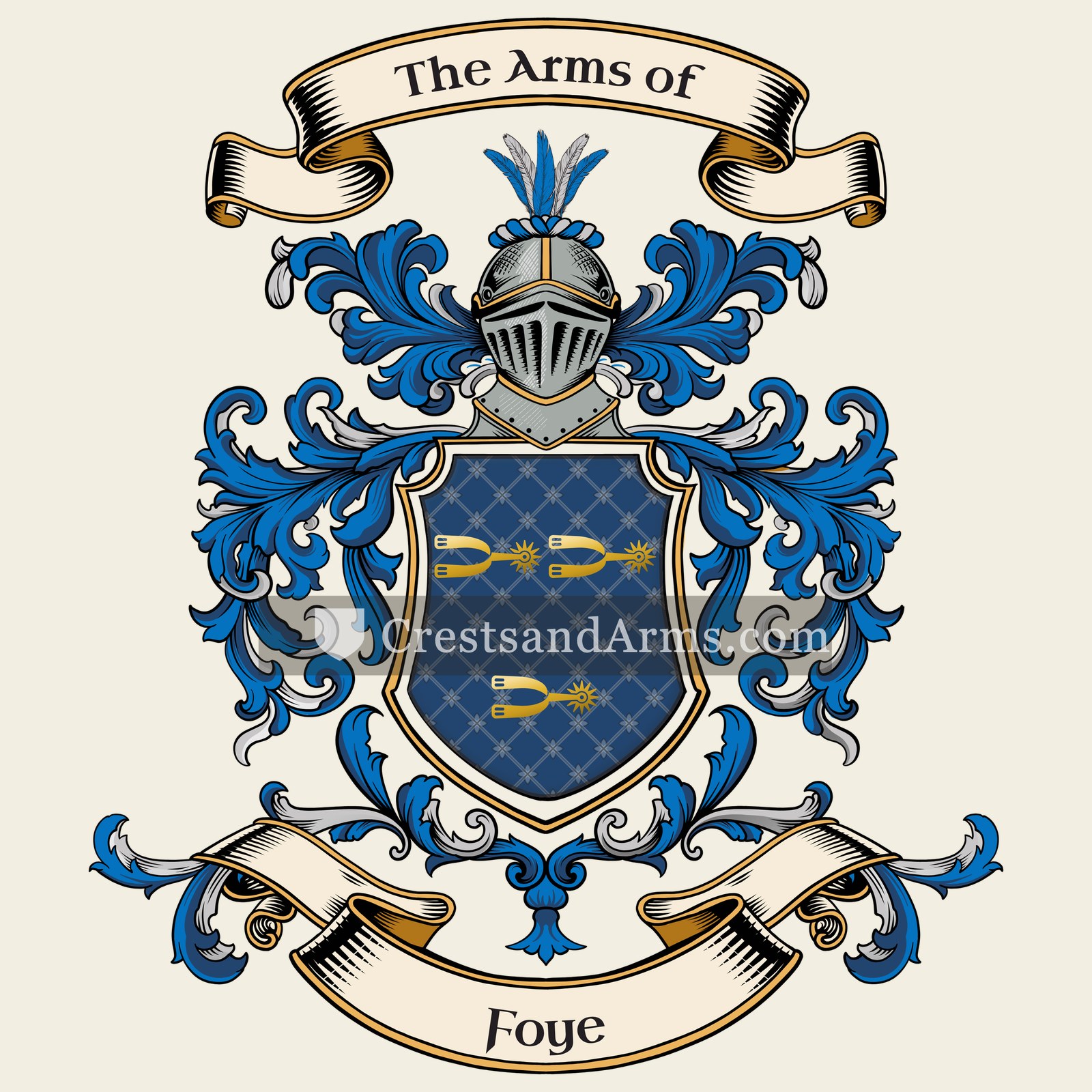 The Foye coat of arms, drawn from the recorded blazon