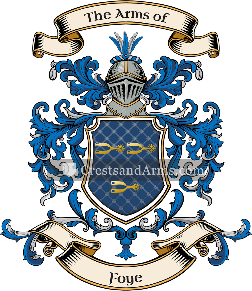 The Foye coat of arms, drawn from the recorded blazon