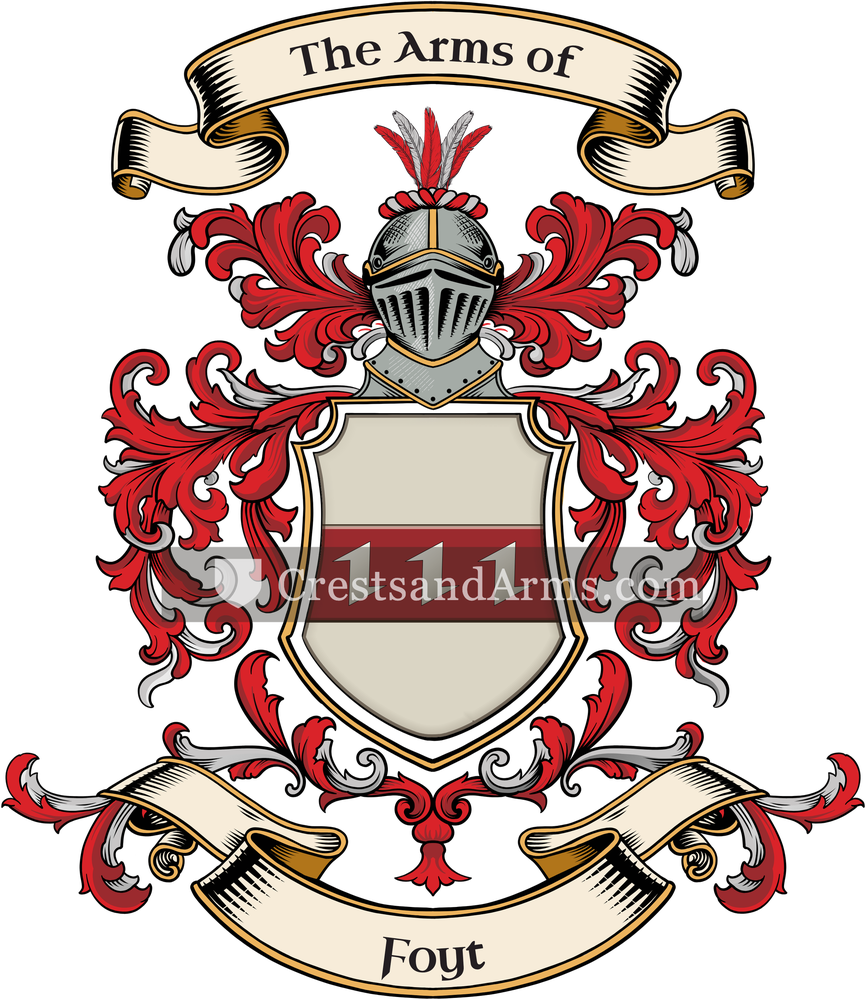 The Foyt coat of arms, drawn from the recorded blazon