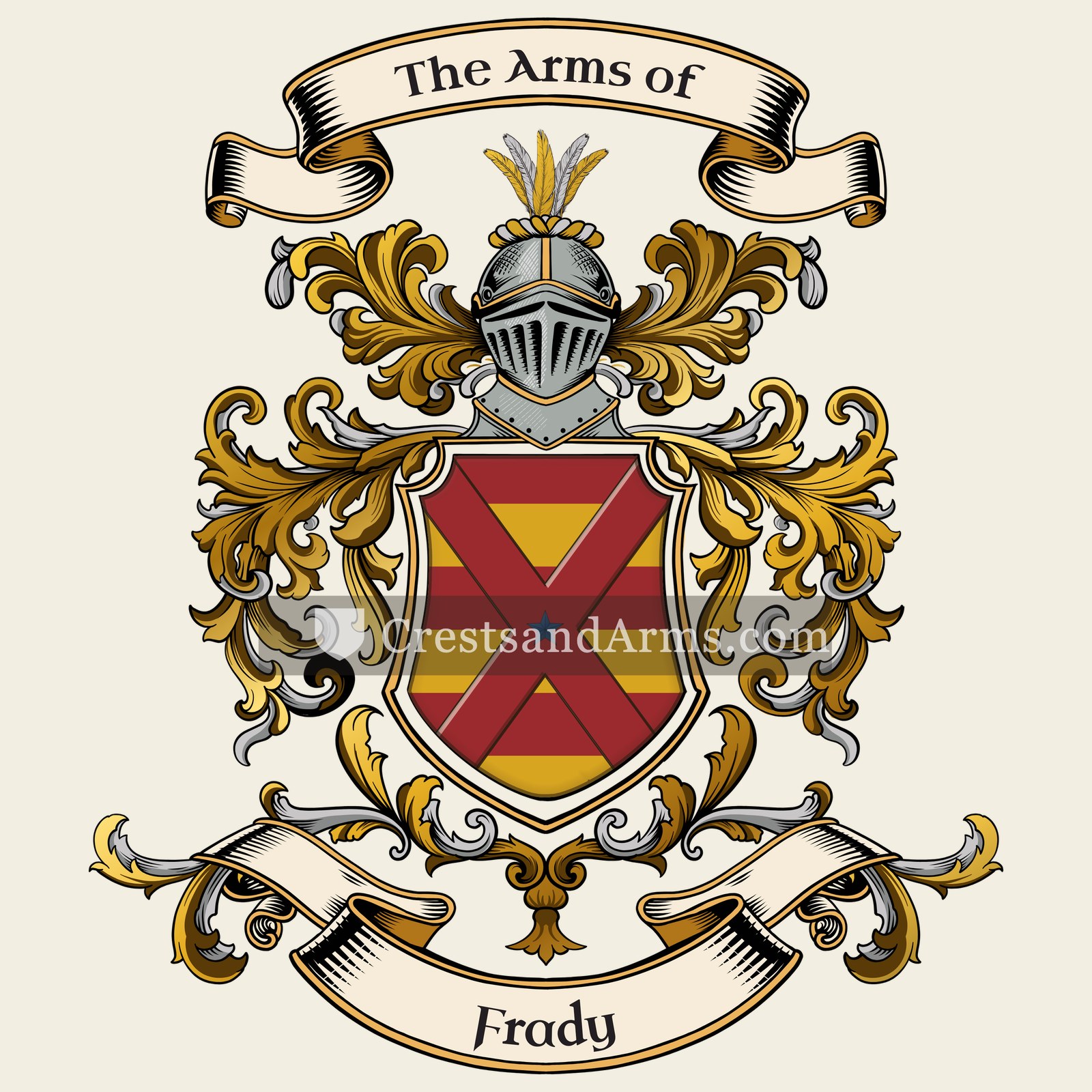 The Frady coat of arms, drawn from the recorded blazon