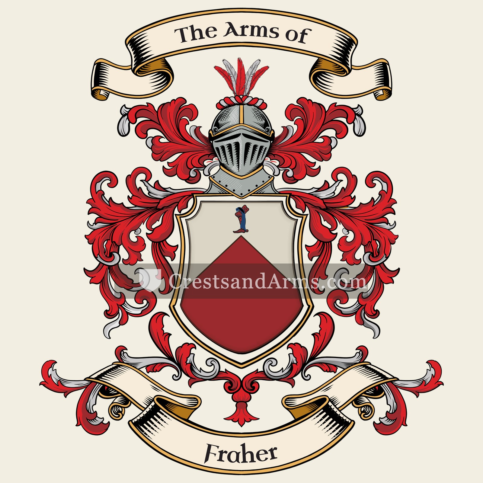 The Fraher coat of arms, drawn from the recorded blazon