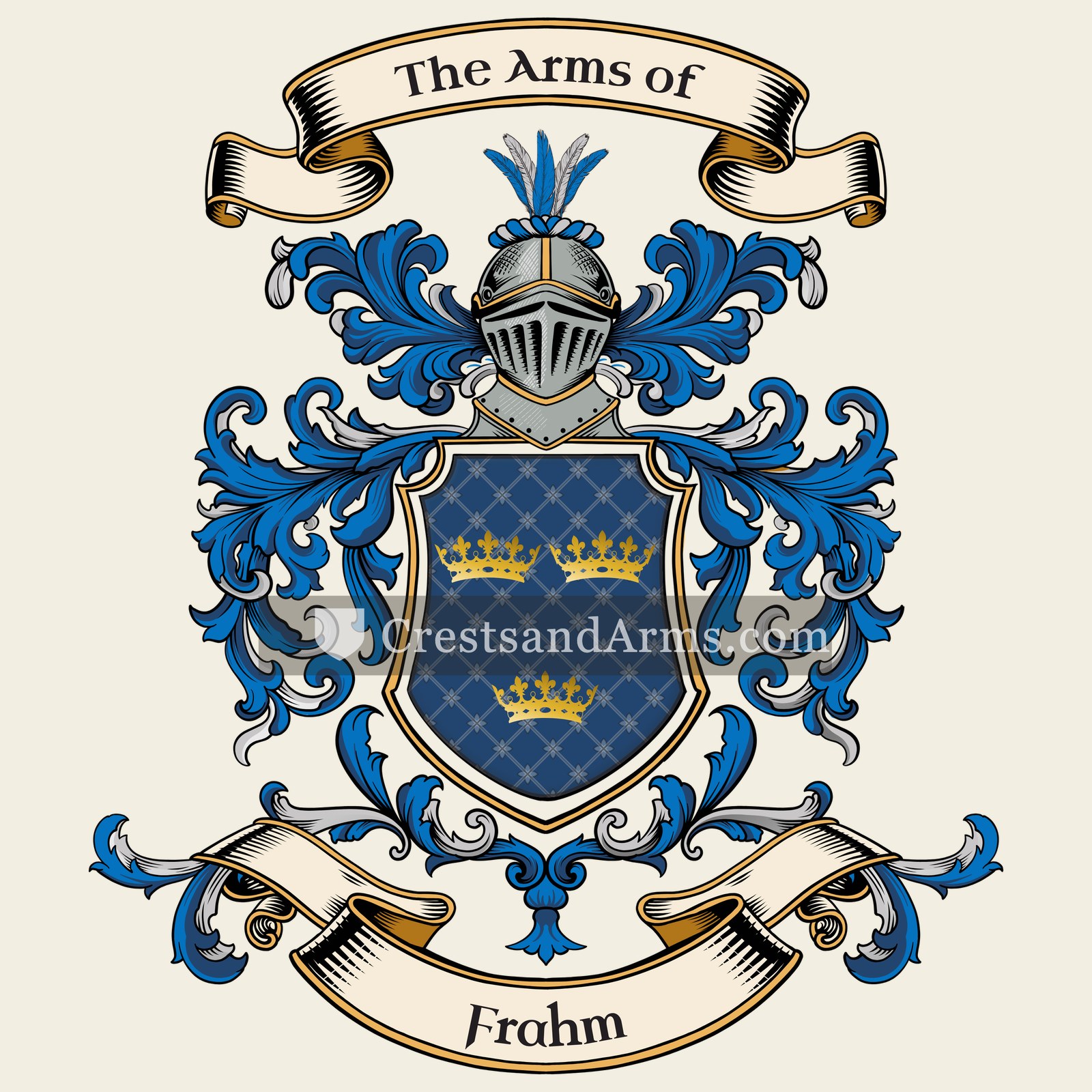 The Frahm coat of arms, drawn from the recorded blazon
