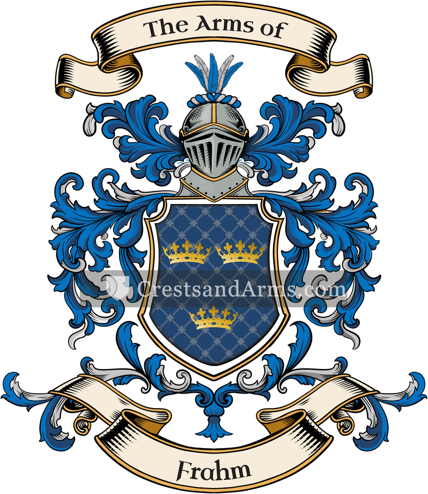 The Frahm coat of arms, drawn from the recorded blazon