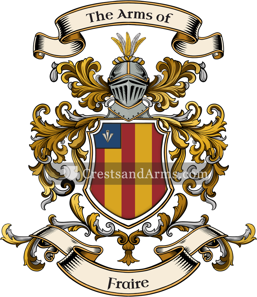 The Fraire coat of arms, drawn from the recorded blazon