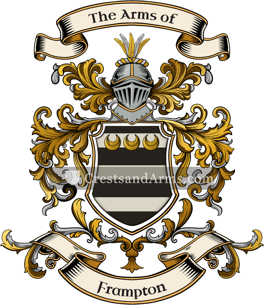 The Frampton coat of arms, drawn from the recorded blazon