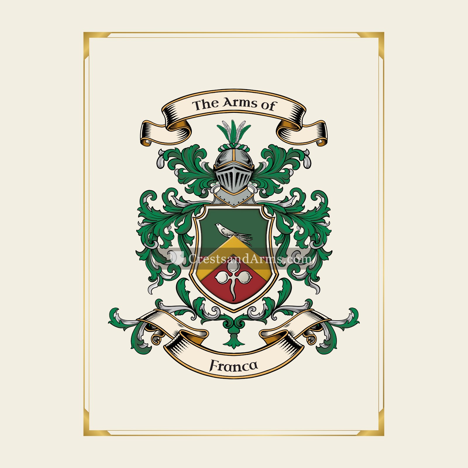 With gold border