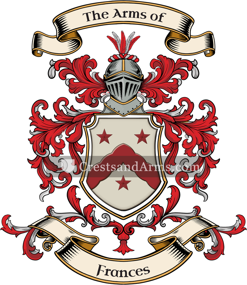 The Frances coat of arms, drawn from the recorded blazon
