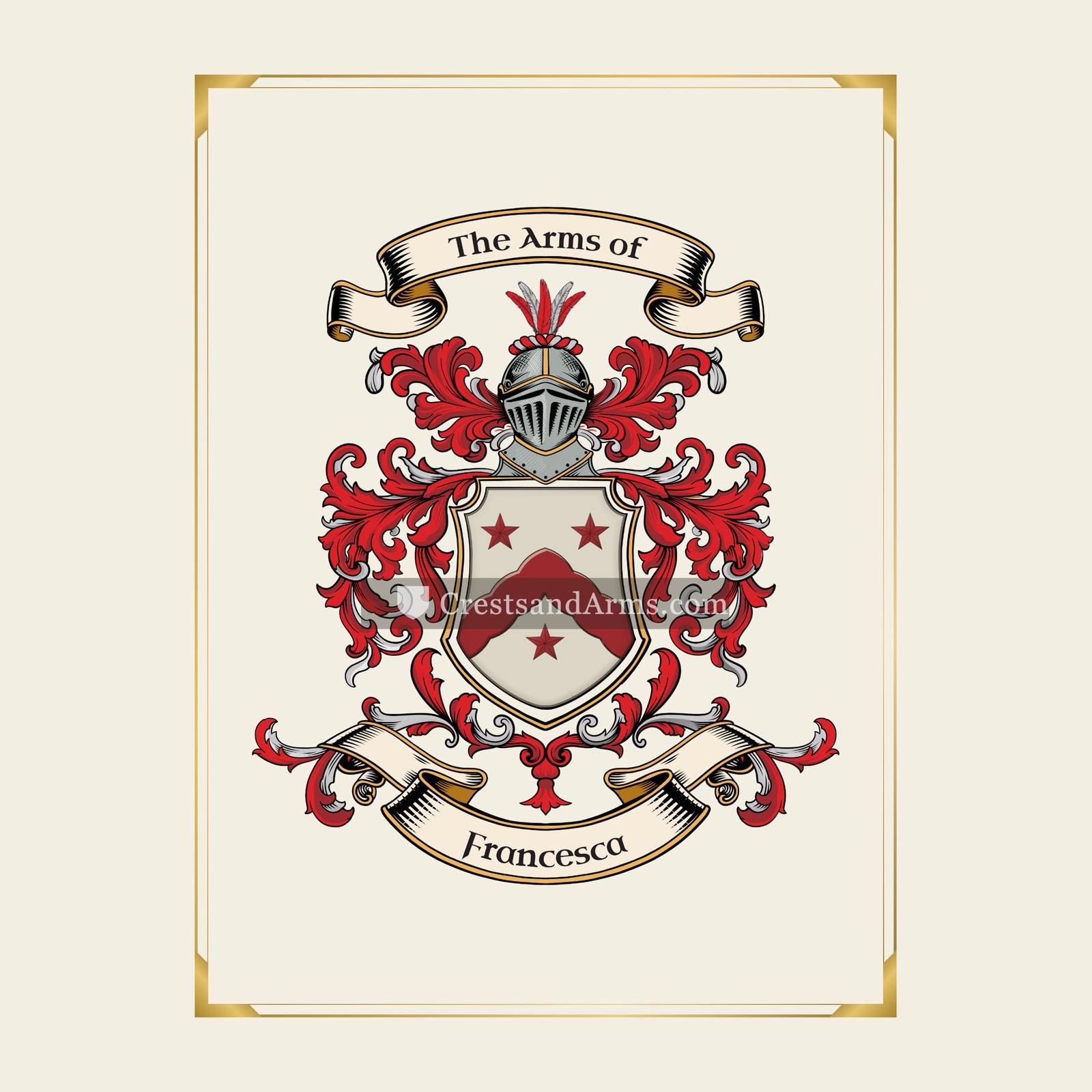 With gold border