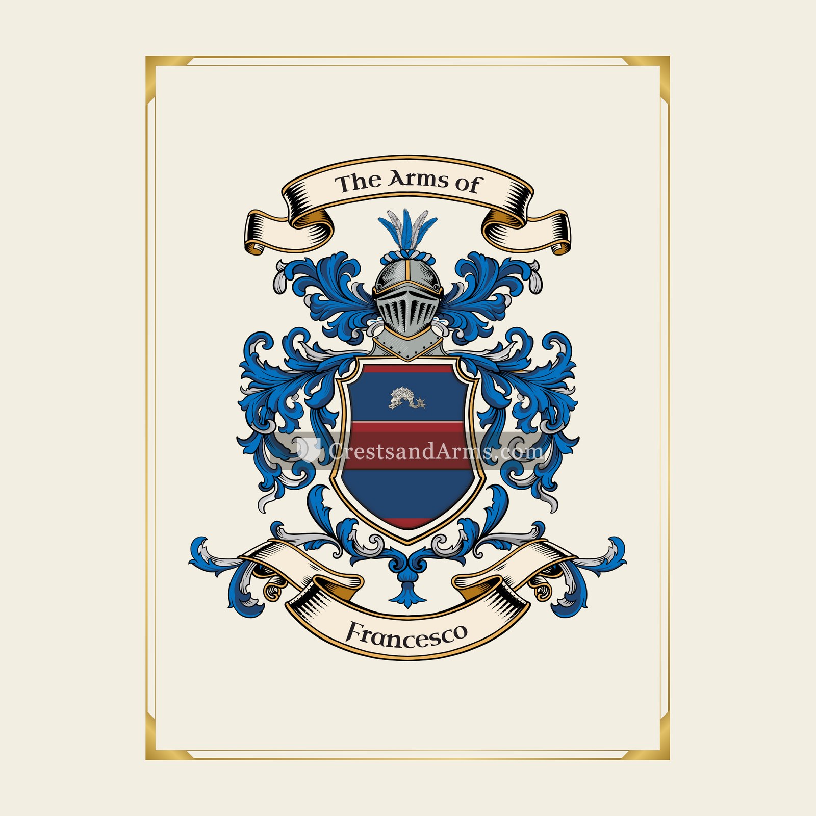 With gold border