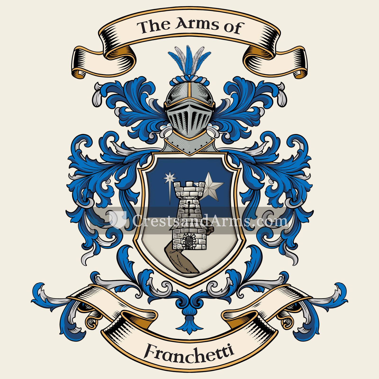 The Franchetti coat of arms, drawn from the recorded blazon
