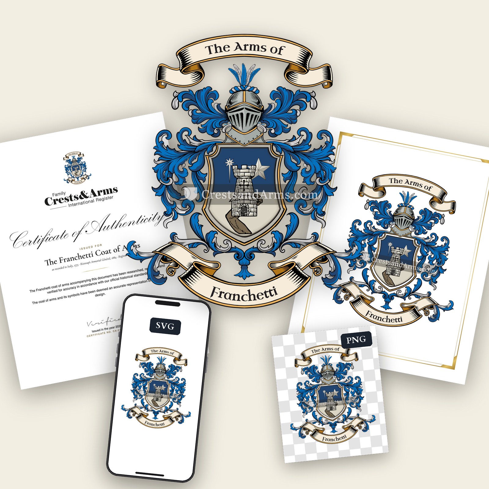 The Franchetti arms on the coat of arms — digital pack