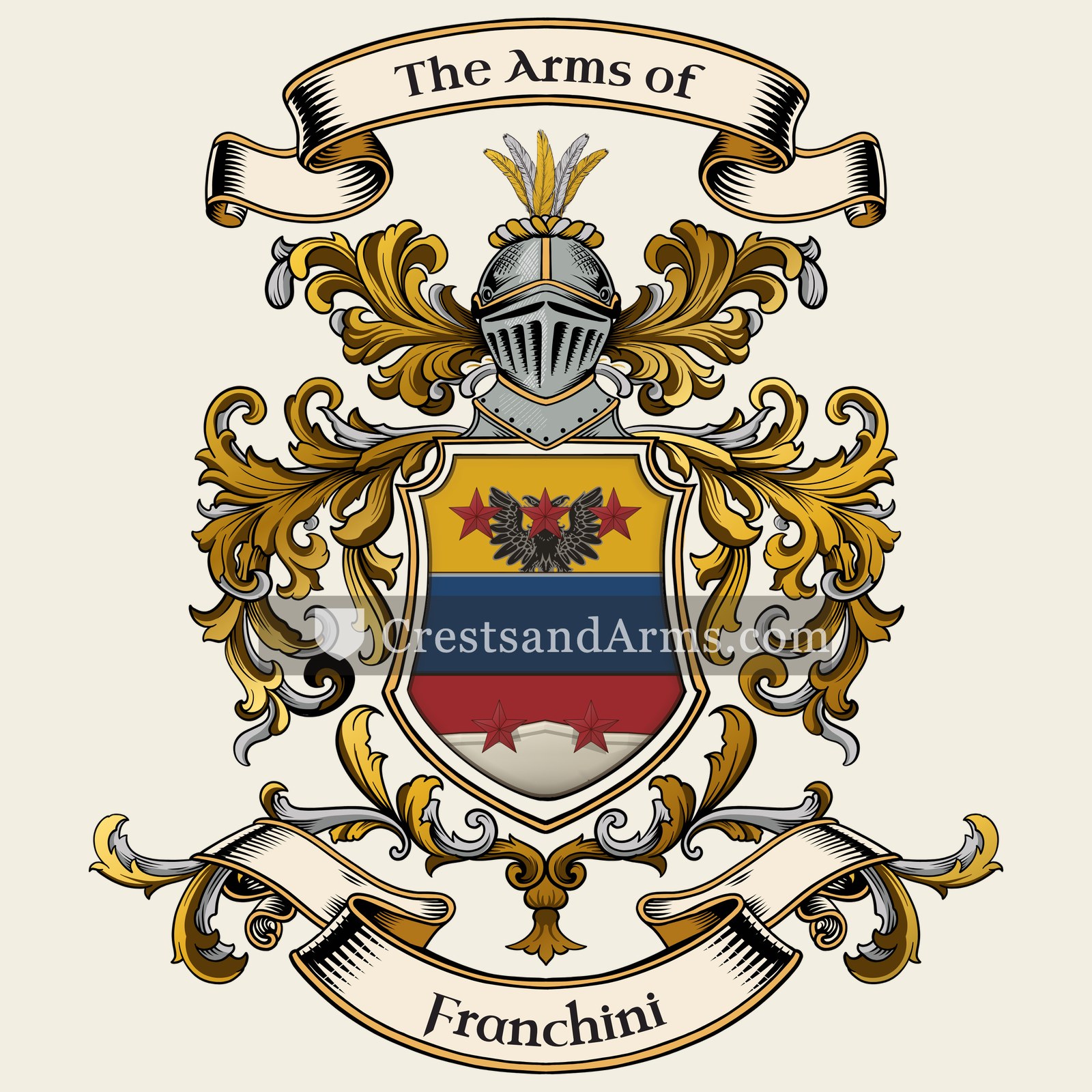The Franchini coat of arms, drawn from the recorded blazon