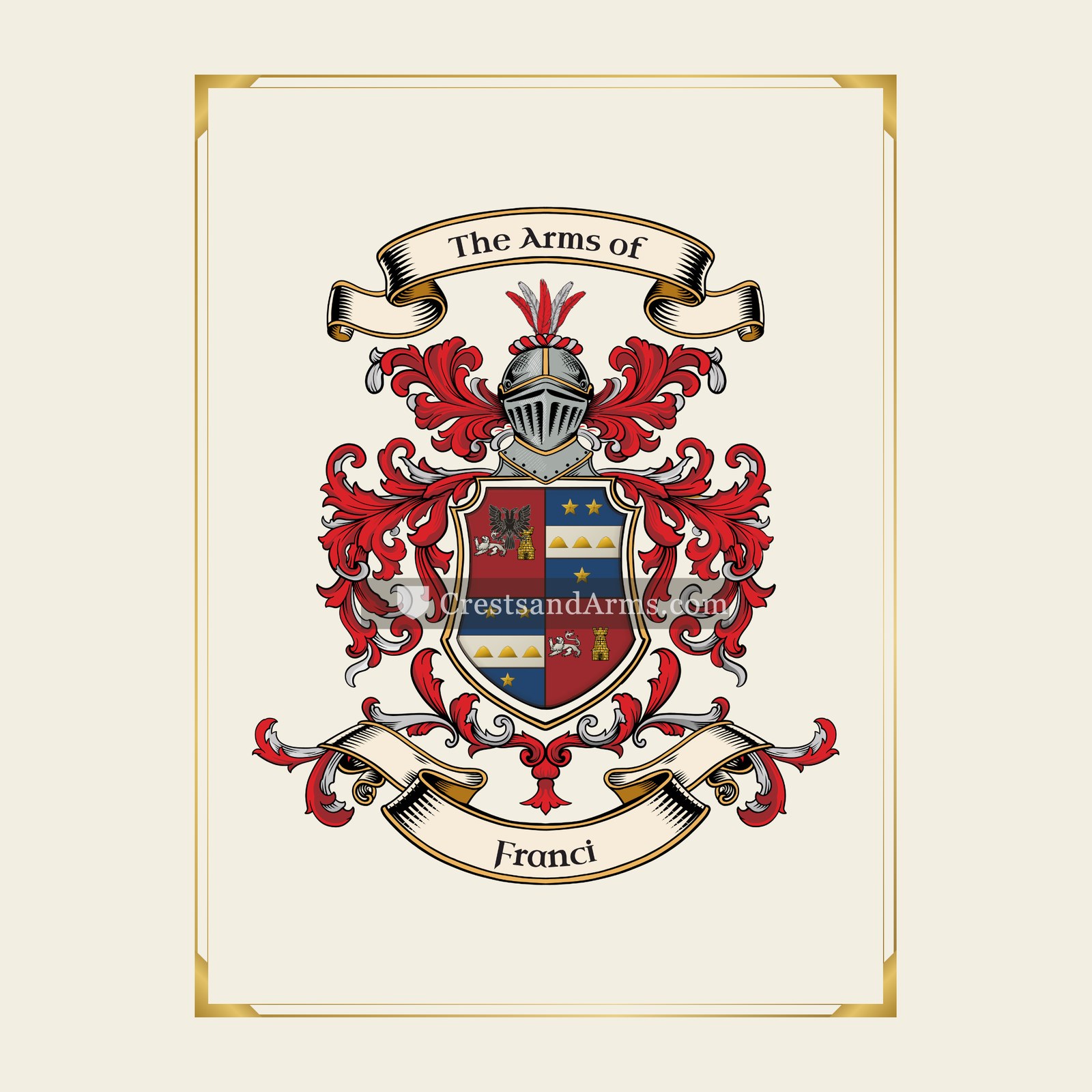 With gold border