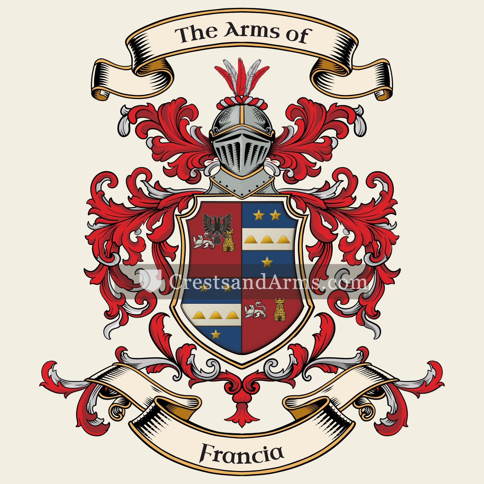 The Francia coat of arms, drawn from the recorded blazon