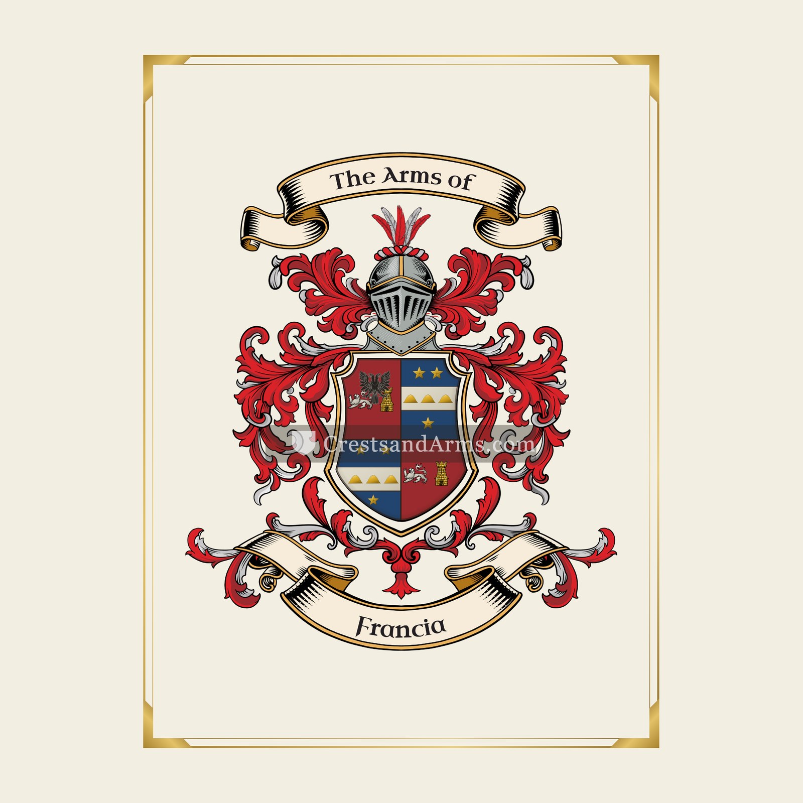 With gold border