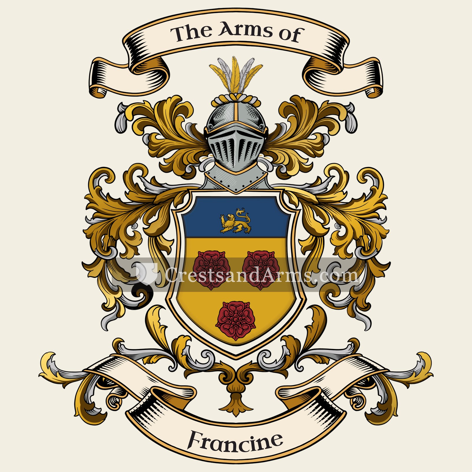 The Francine coat of arms, drawn from the recorded blazon