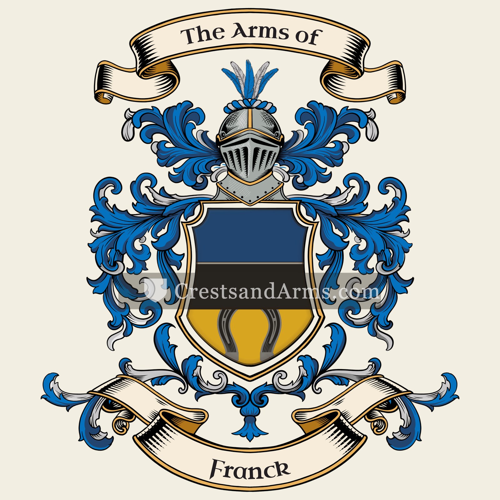 The Franck coat of arms, drawn from the recorded blazon