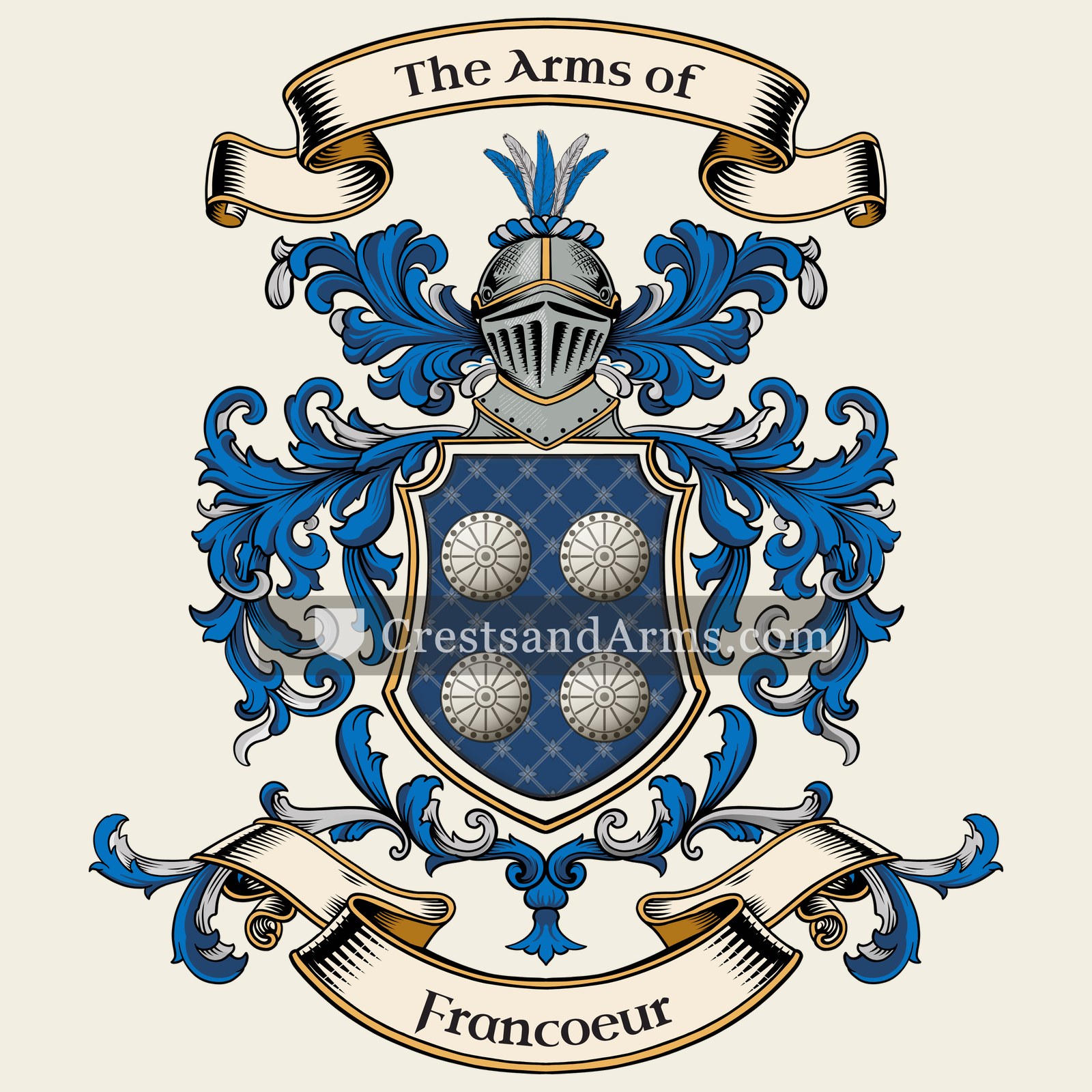 The Francoeur coat of arms, drawn from the recorded blazon