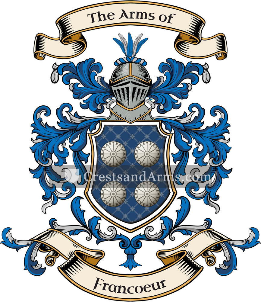 The Francoeur coat of arms, drawn from the recorded blazon